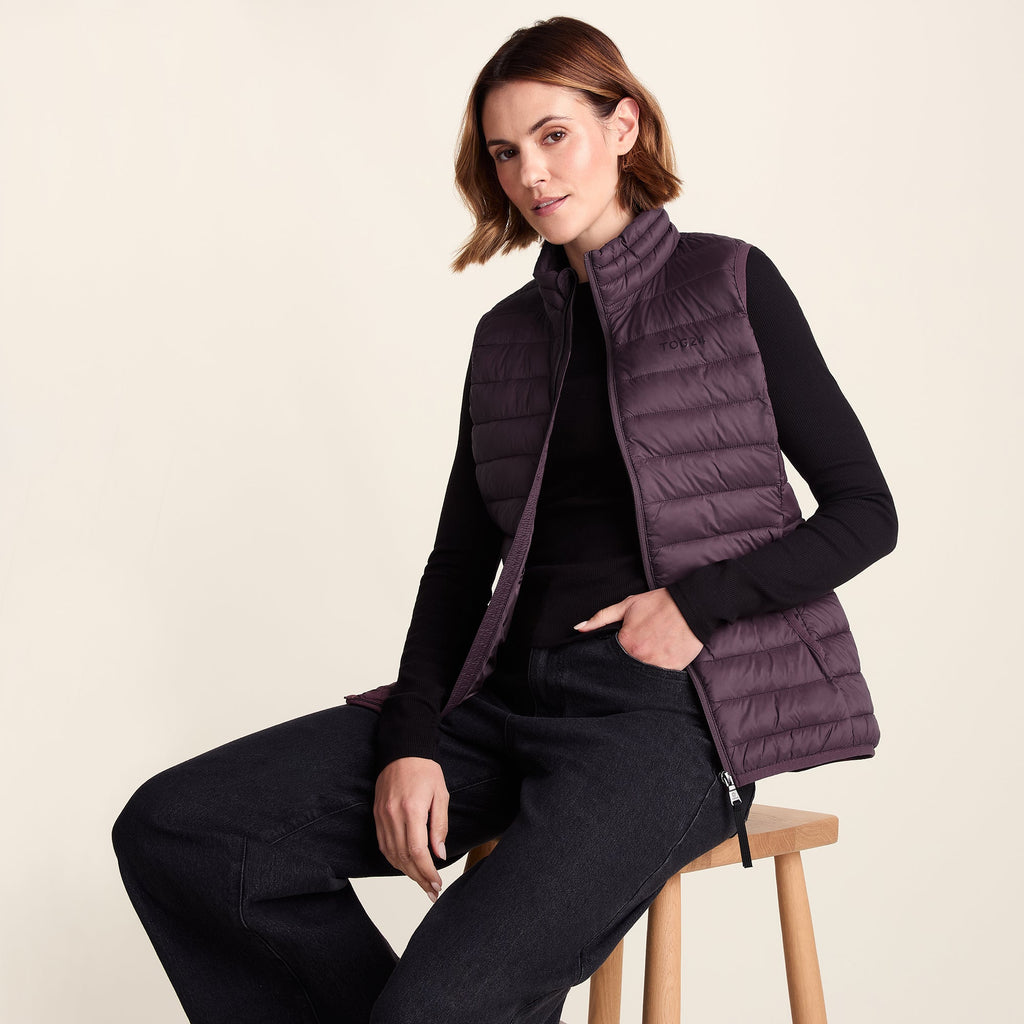 Gibson Womens Insulated Padded Gilet - Dark Mauve - Image 5