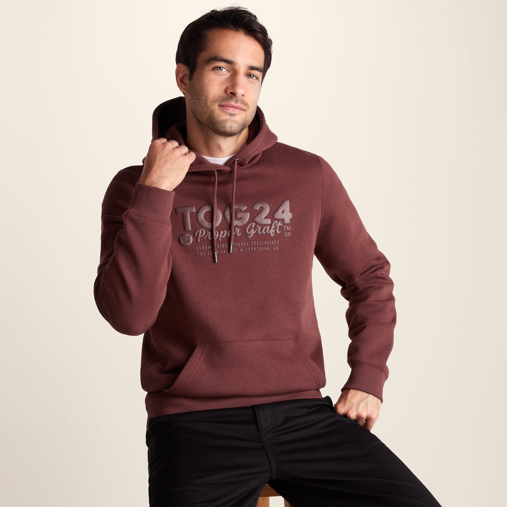 Hazelhurst Mens Supersoft Heavyweight Graphic Print Hoodie - Burnt Caramel - Image 4