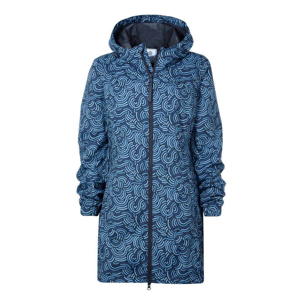 Kilnsey Womens Waterproof Jacket - Smokey Blue Wave Print - Image 9