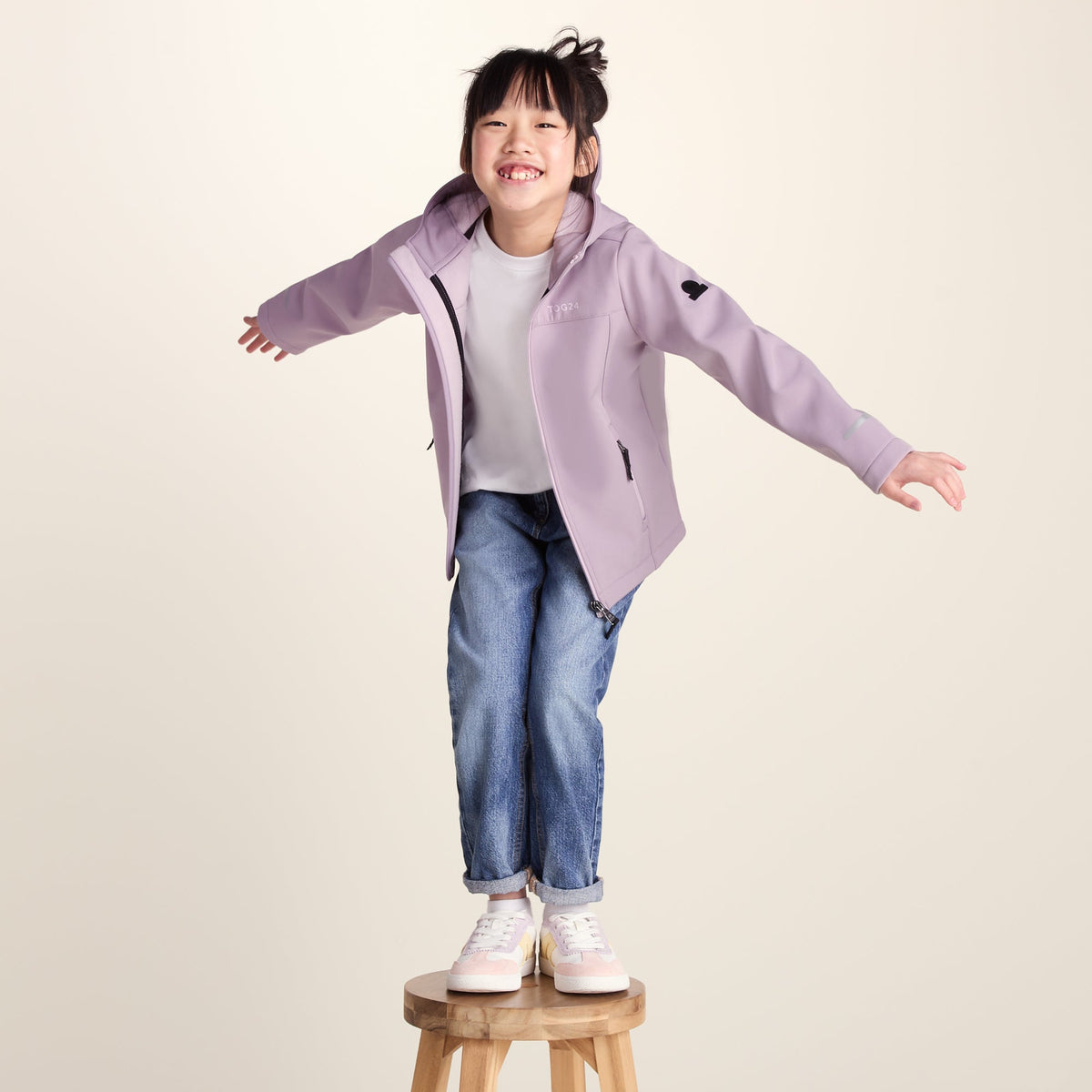 Koroma Kids Softshell Hooded Jacket - Lavender Grey - Image 5
