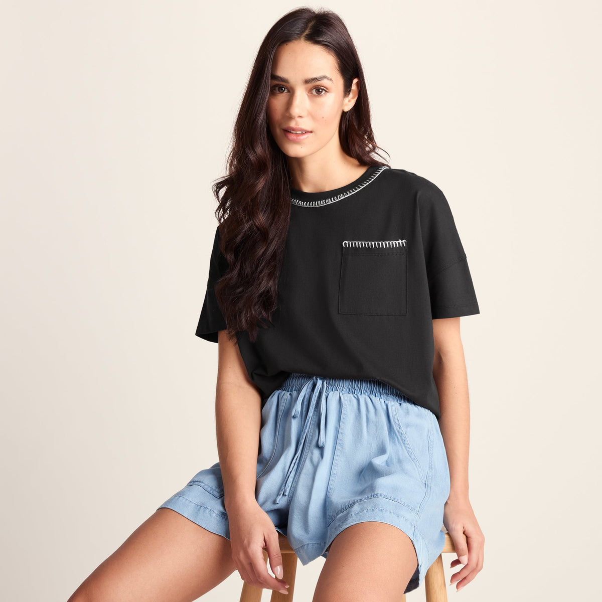 Laurie Womens 100% Cotton Supersoft Boxy Fit T-Shirt - Washed Black - Image 4
