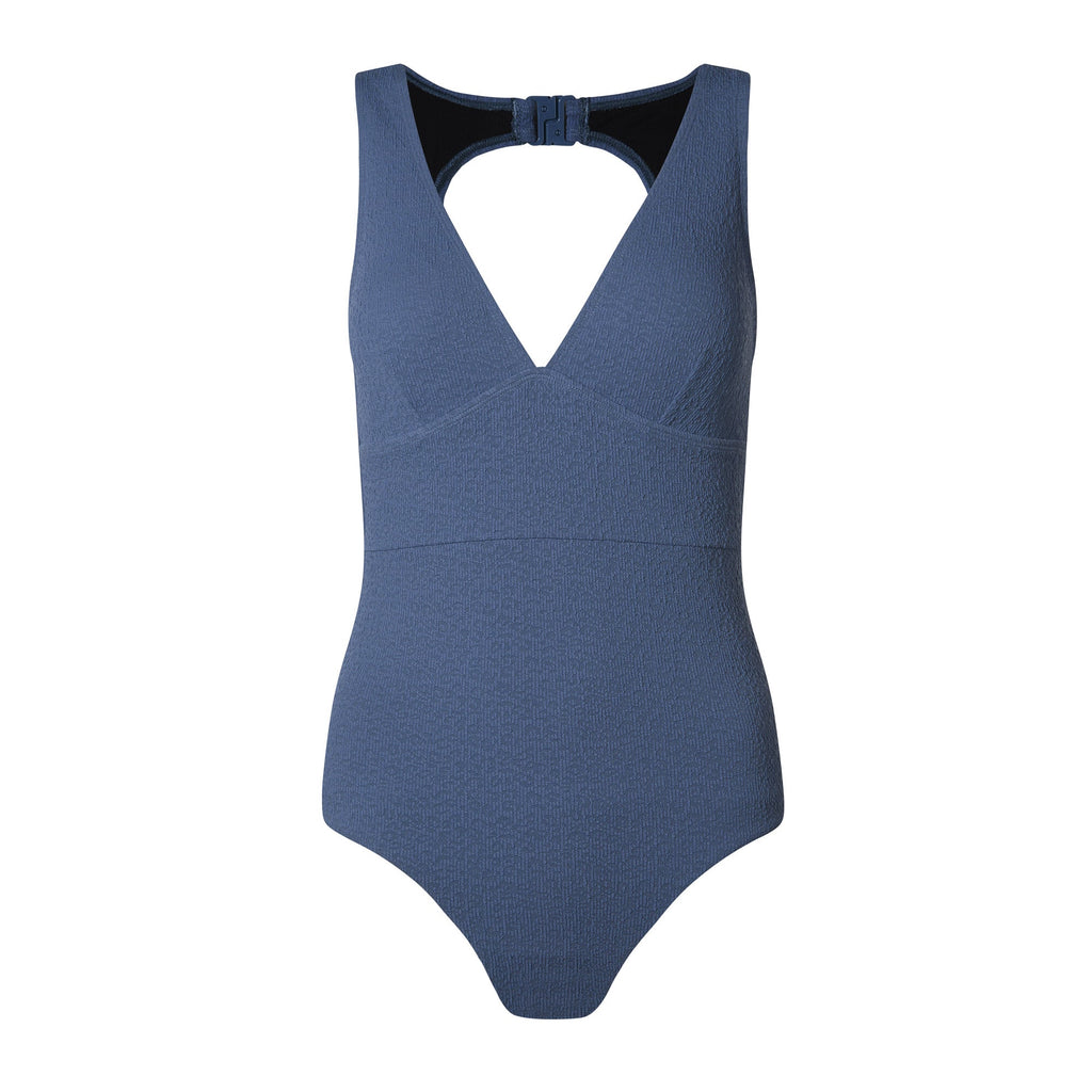 Maggie Womens Mesh Lined One Piece Swimsuit - Smokey Blue - Image 8