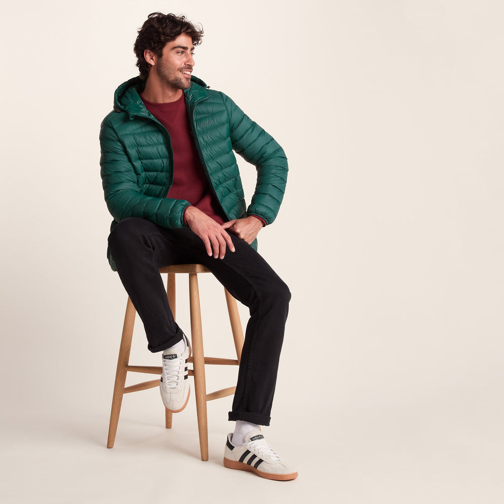 North Mens RDS Certified Down Hooded Jacket - Evergreen - Image 5