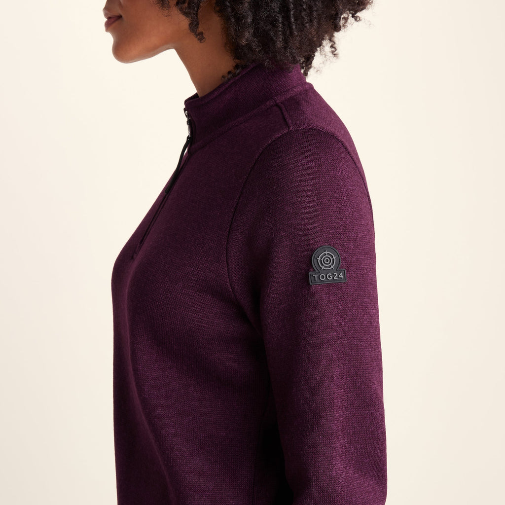 Pearson Womens Knitlook Fleece Zipneck - Huckleberry Melange - Image 6