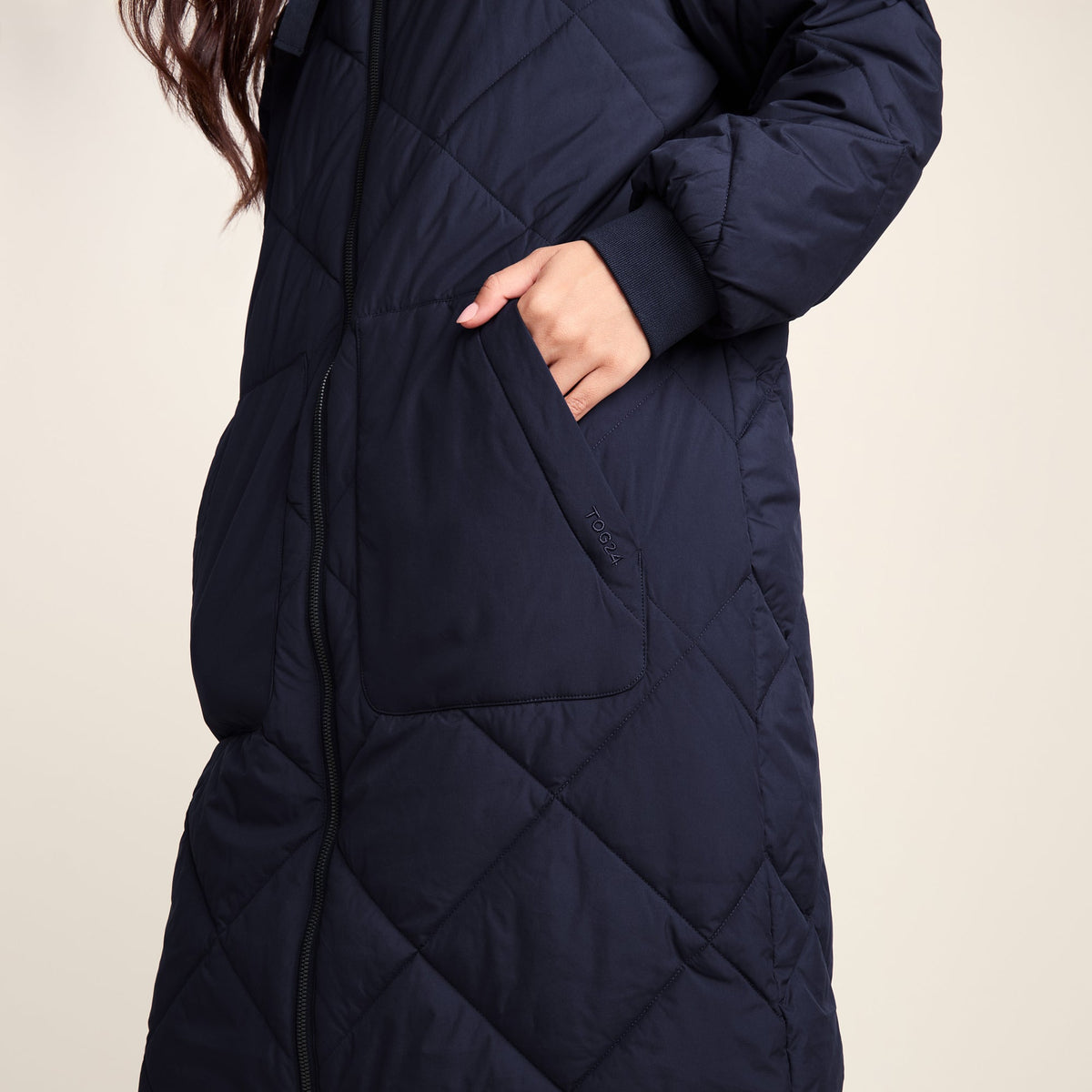Rainey Womens Longline Lightweight Insulated Quilted Coat - Deepest Blue - Image 6