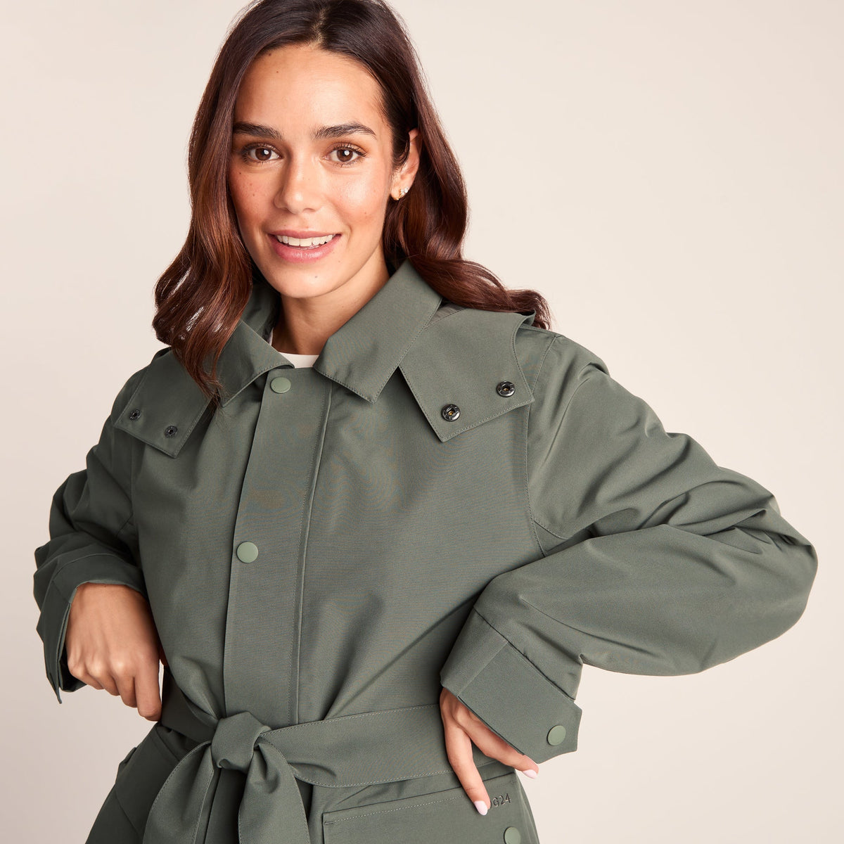 Shea Womens Waterproof Trench Coat - Pale Khaki - Image 7
