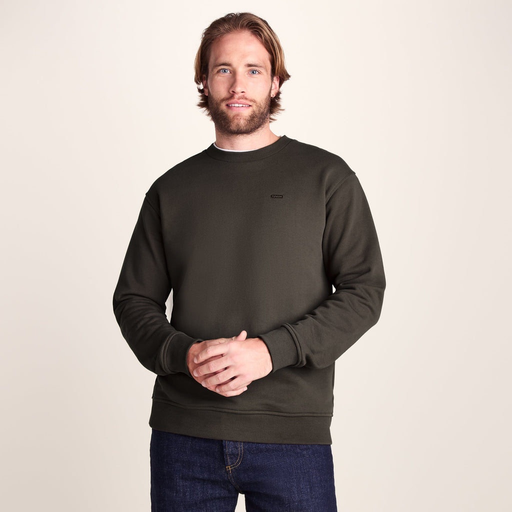 Warren Mens Relaxed Fit 100% Cotton Heavyweight Sweat - Ash Brown