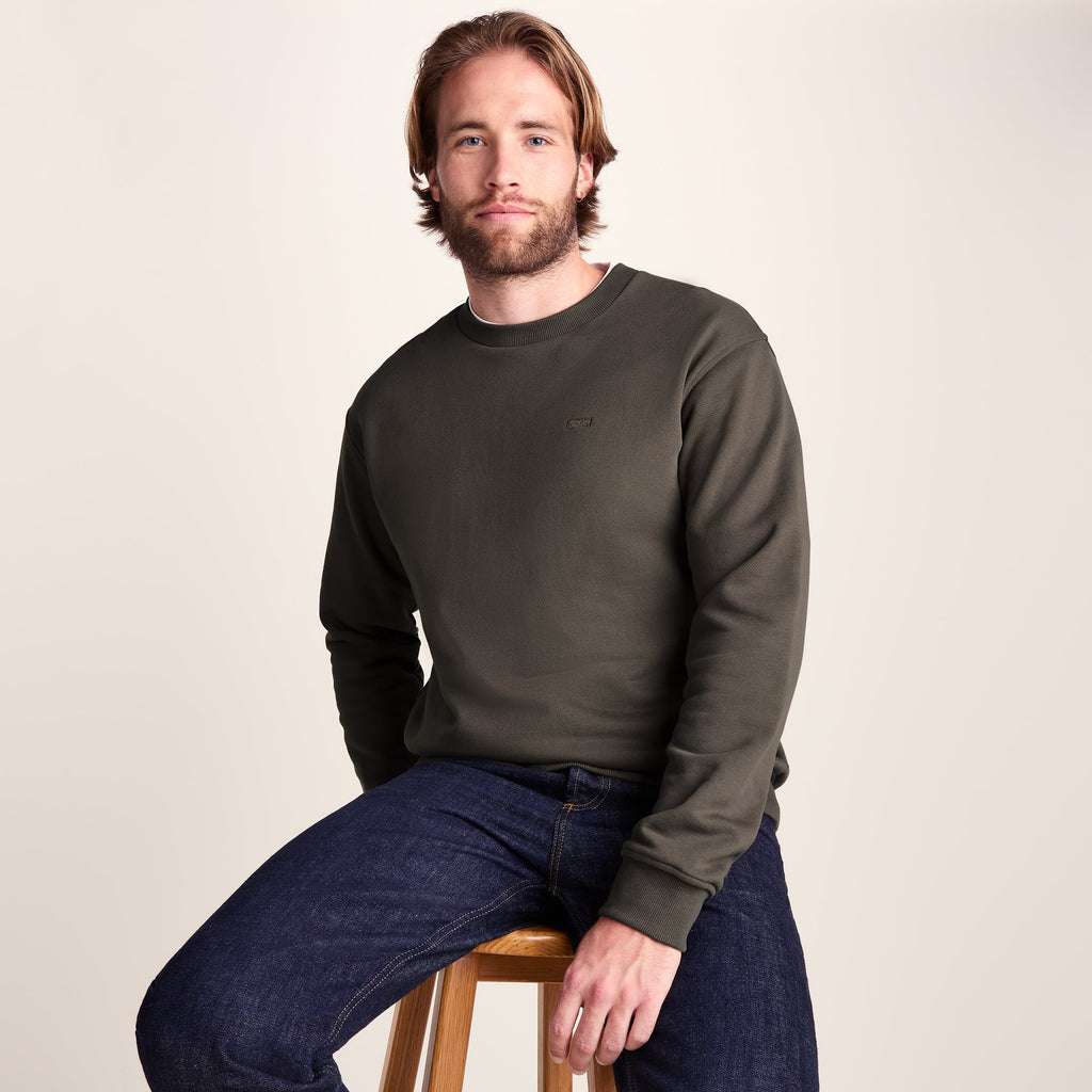 Warren Mens Relaxed Fit 100% Cotton Heavyweight Sweat - Ash Brown - Image 4
