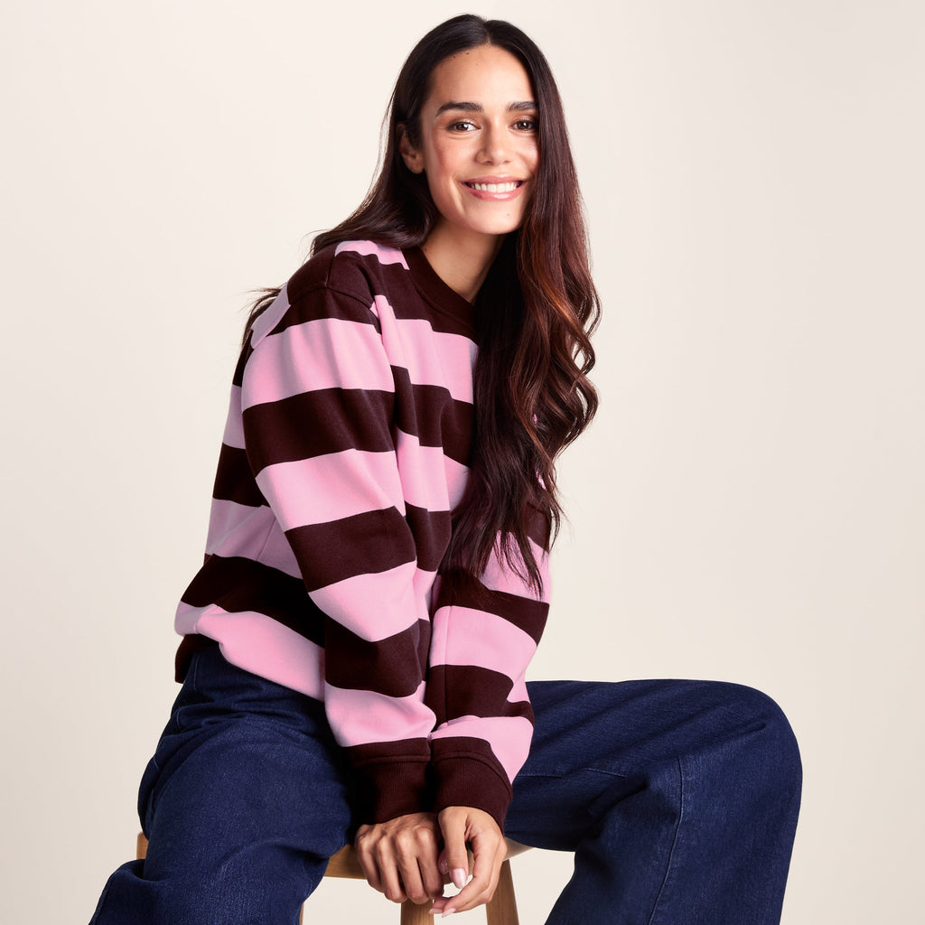 Yuri Womens Supersoft Crew Neck Striped Sweatshirt - Huckleberry Stripe - Image 5