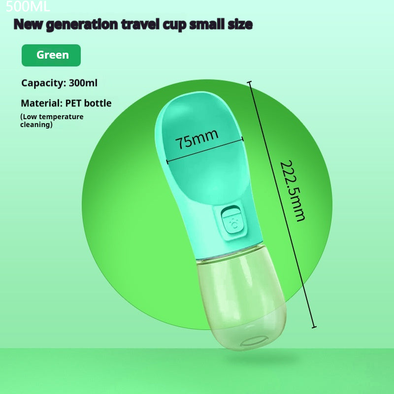Portable Pet Dog Water Bottle & Feeder Bowl - Green 550ml / Solid color