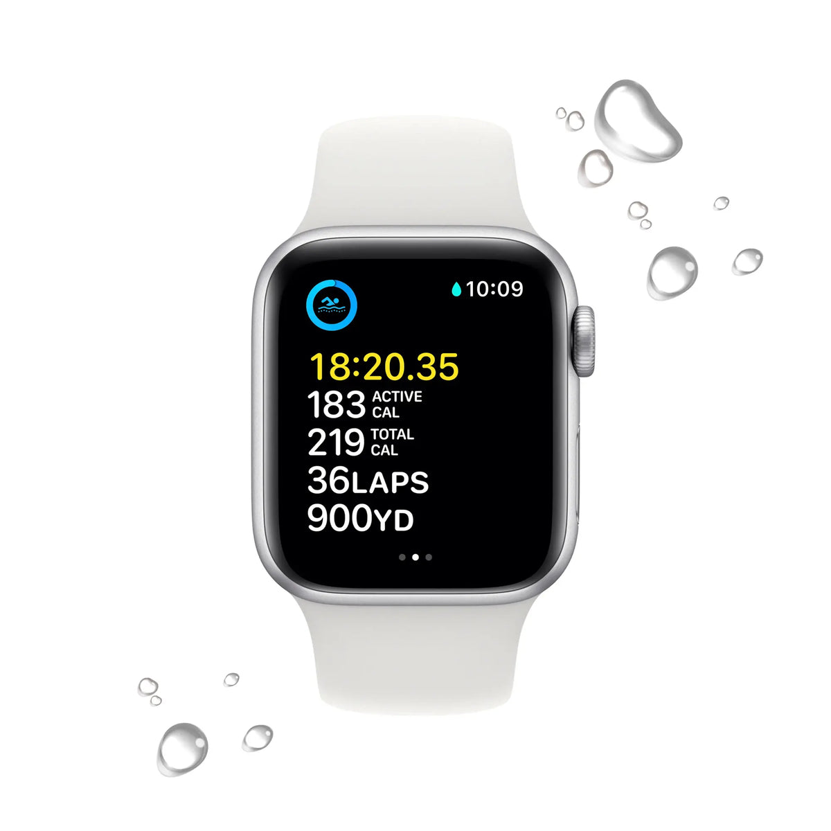 Apple Watch SE (2nd Gen) (GPS, 40mm) - Silver Aluminum Case with White Sport Band, S/M - MNT93LL/A - Image 4