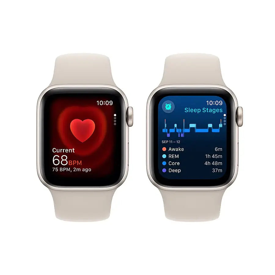 Apple Watch SE 2nd Generation (GPS) 40mm Starlight Aluminum Case with Starlight Sport Band - S/M - MR9U3LL/A - Image 4
