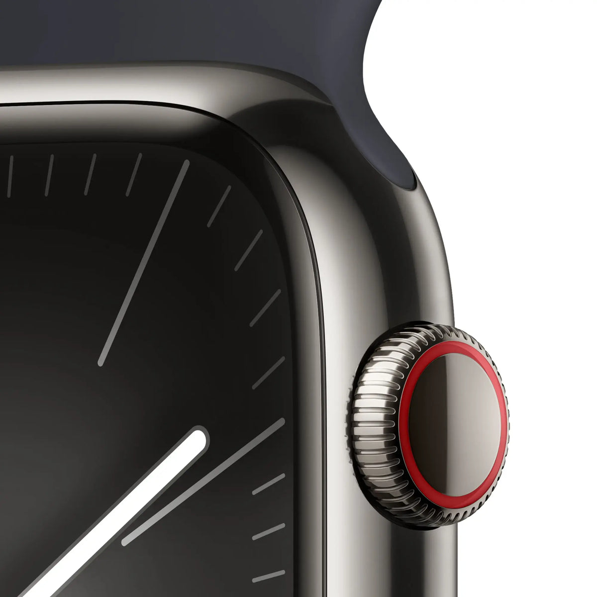 Apple Watch Series 9 (GPS + Cellular) 45mm Graphite Stainless Steel Case with Midnight Sport Band - S/M - MRMV3LL/A - Image 3