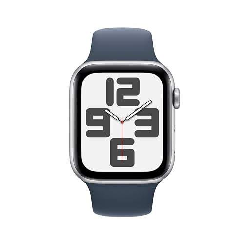 Apple Watch SE 2nd Generation (GPS) 44mm Silver Aluminum Case with Storm Blue Sport Band - M/L - MREE3LL/A - Image 2