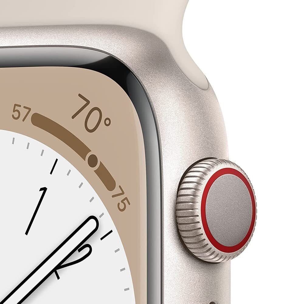 Apple Series 8 GPS+Cel 41mm Aluminum Case Starlig Sport Band - Starlight - MNV03LL/A - Image 5