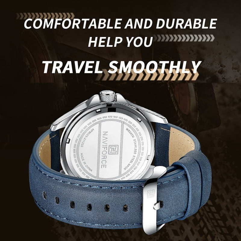 NAVIFORCE Men's Leather Strap Quartz Watch - Image 4