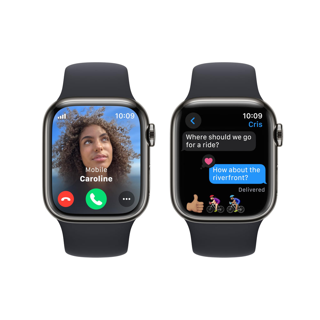 Apple Watch Series 9 (GPS + Cellular) 41mm Graphite Stainless Steel Case with Midnight Sport Band - M/L - MRJ93LL/A - Image 4