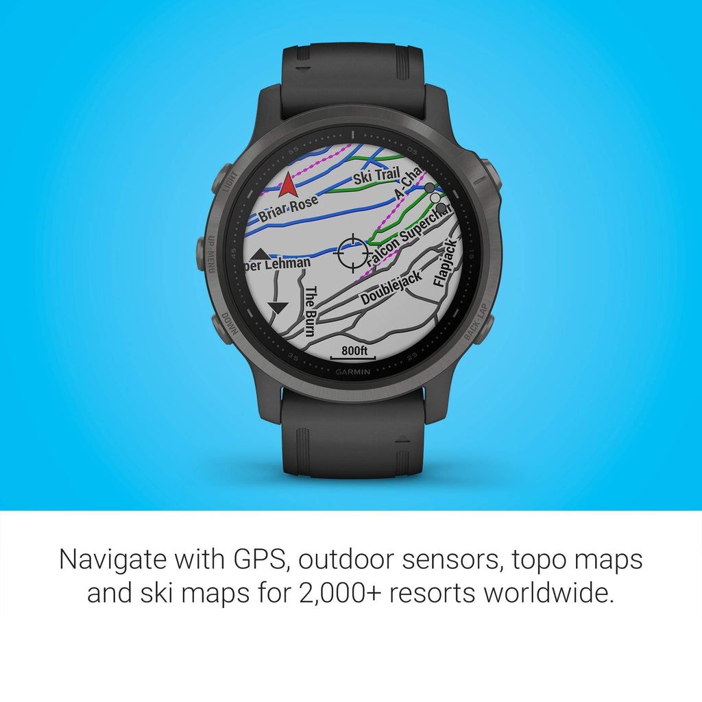 Garmin - fēnix 6S Sapphire GPS 30mm - Carbon Gray with Black Silicone Band - 010-02159-24 - Image 5