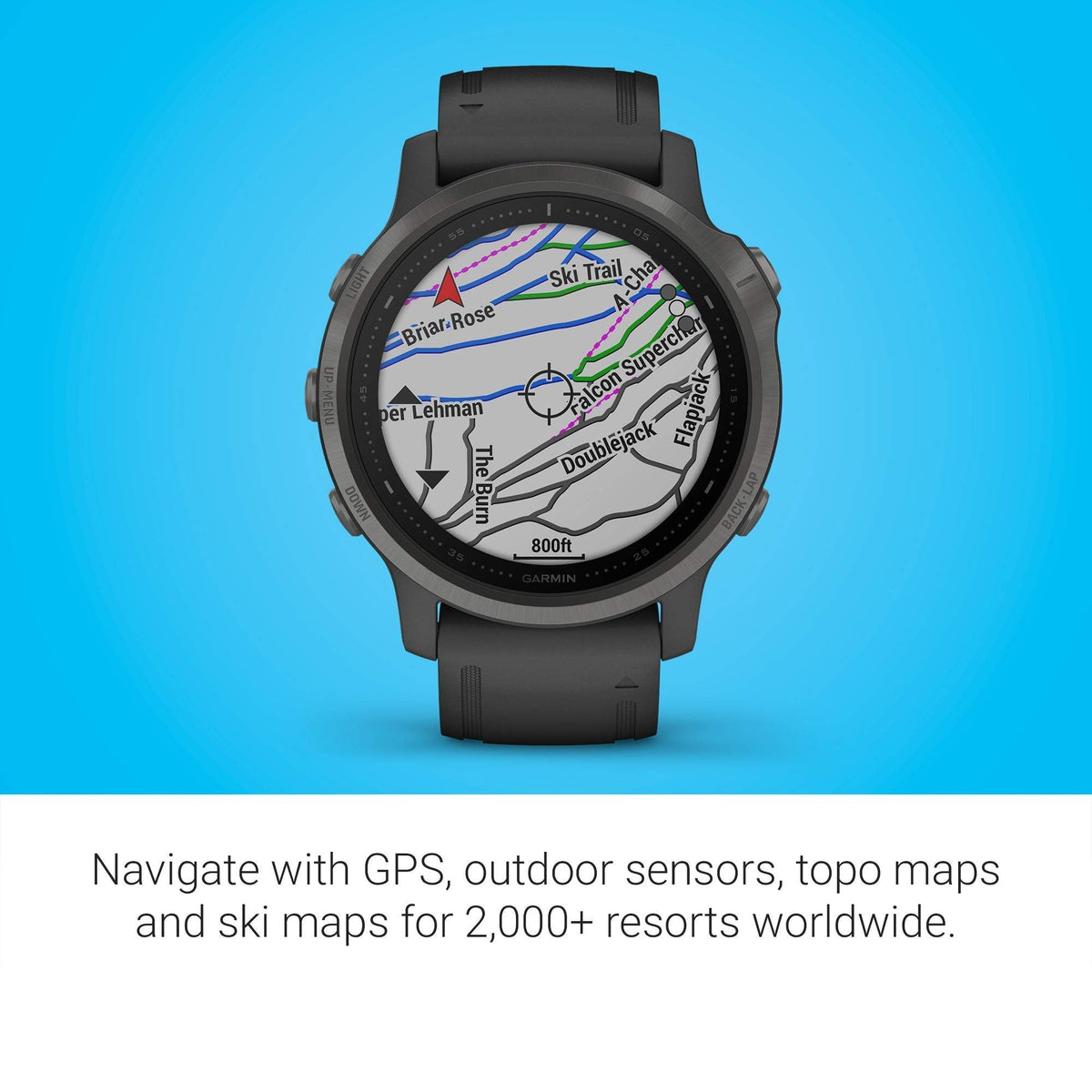 Garmin - fēnix 6S Sapphire GPS 30mm - Carbon Gray with Black Silicone Band - 010-02159-24 - Image 5