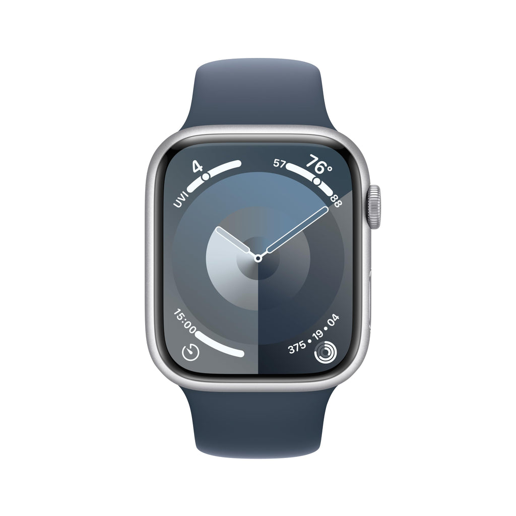 Apple Watch Series 9 (GPS + Cellular) 45mm Aluminum Case with Storm Blue Sport Band - M/L - Silver - MRMH3LL/A - Image 2