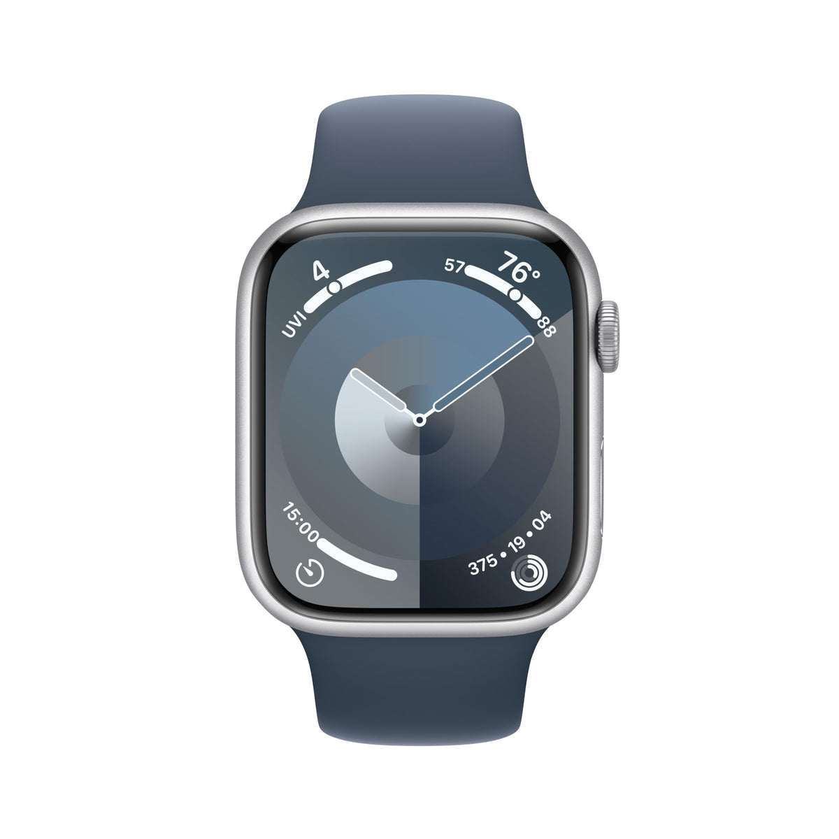 Apple Watch Series 9 (GPS + Cellular) 45mm Aluminum Case with Storm Blue Sport Band - M/L - Silver - MRMH3LL/A - Image 2