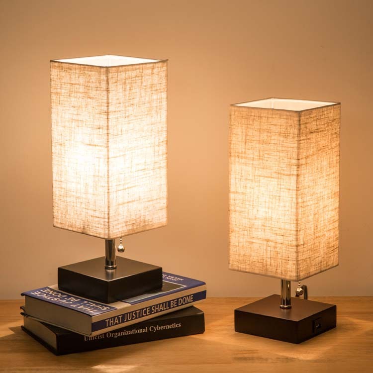 Modern Linen Square Table Lamp - Image 2
