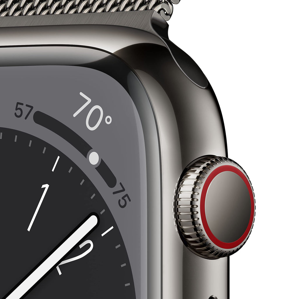 Apple Watch Series 8 [GPS + Cellular, 45mm] - Graphite Stainless Steel with Graphite Milanese Loop, One Size - Image 3