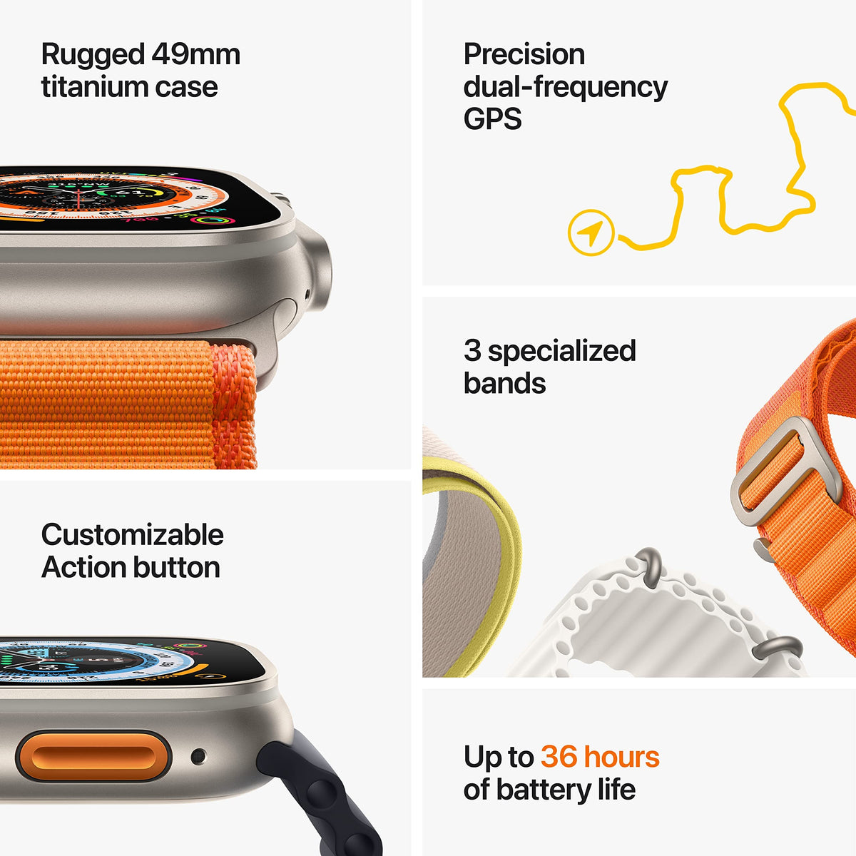 Apple Watch Ultra [GPS + Cellular 49mm] Titanium Case with Green Alpine Loop, Large - MQEX3LL/A - Image 7