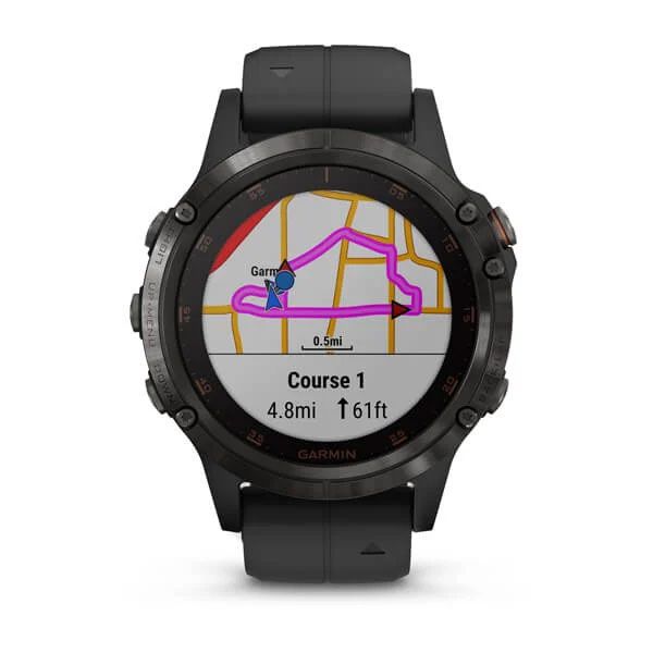 Garmin fenix 5 Plus, Carbon Gray DLC Titanium with Black Silicone Band - 010-01988-20 - Image 2