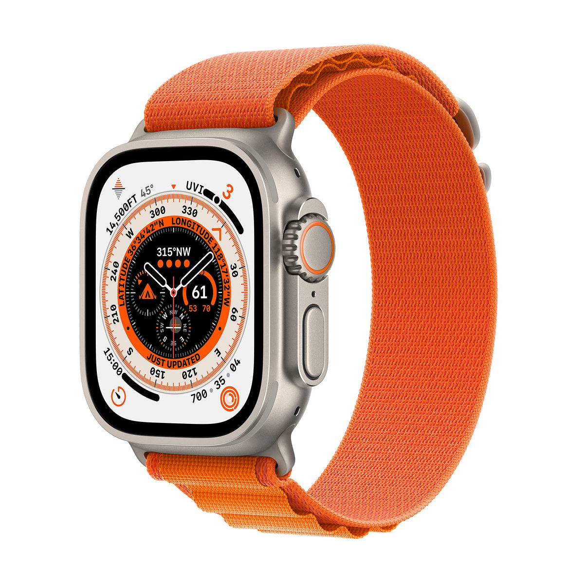 Apple Watch Ultra 49MM GPS + Cellular - Orange Alpine Loop - Small - Titanium - MNHA3LL/A - Image 2