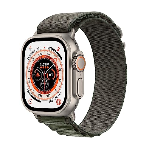 Apple Watch Ultra [GPS + Cellular 49mm] Titanium Case with Green Alpine Loop, Large - MQEX3LL/A - Image 2