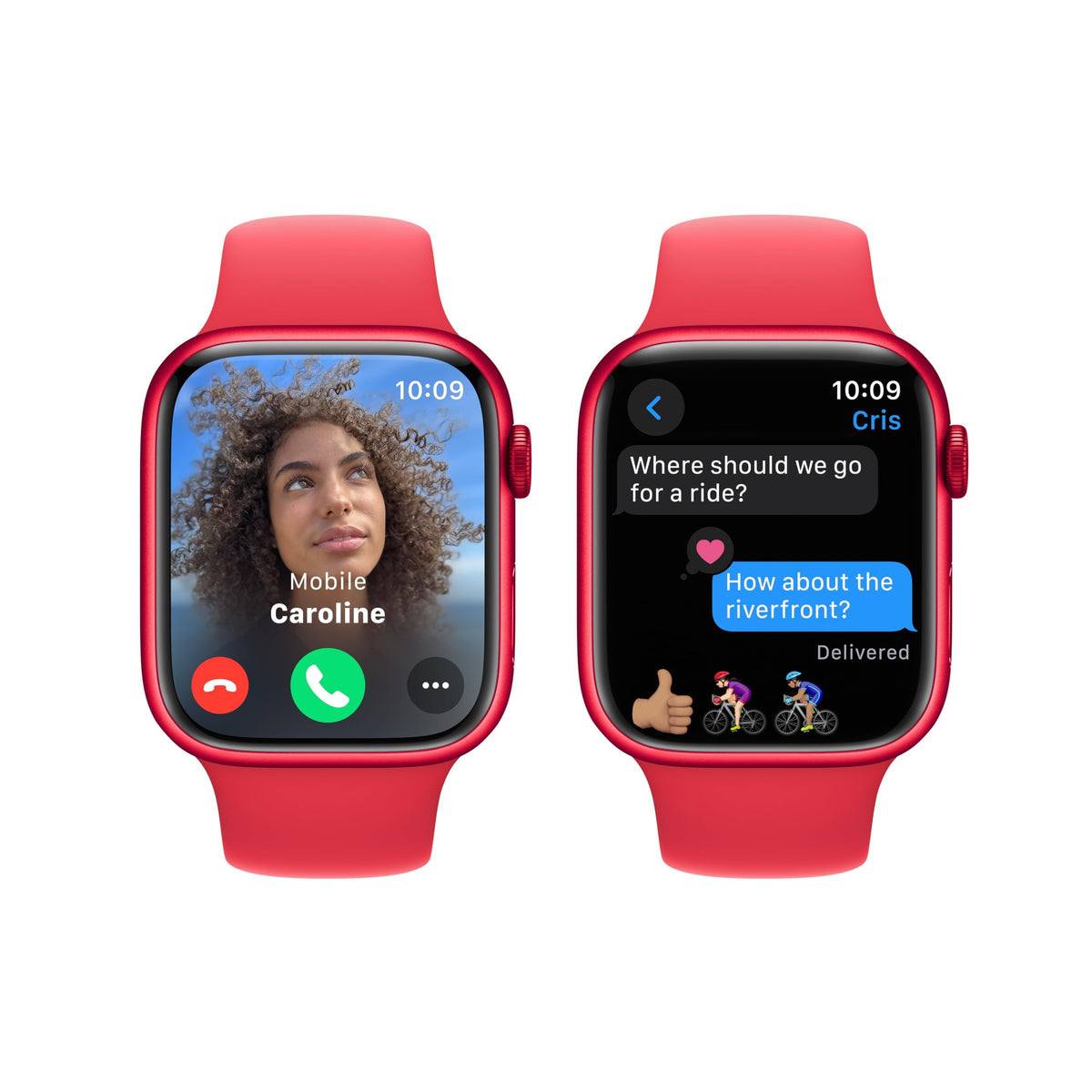 Apple Watch Series 9 (GPS) 45mm Aluminum Case with RED Sport Band - M/L - (PRODUCT) RED - MRXK3LL/A - Image 4