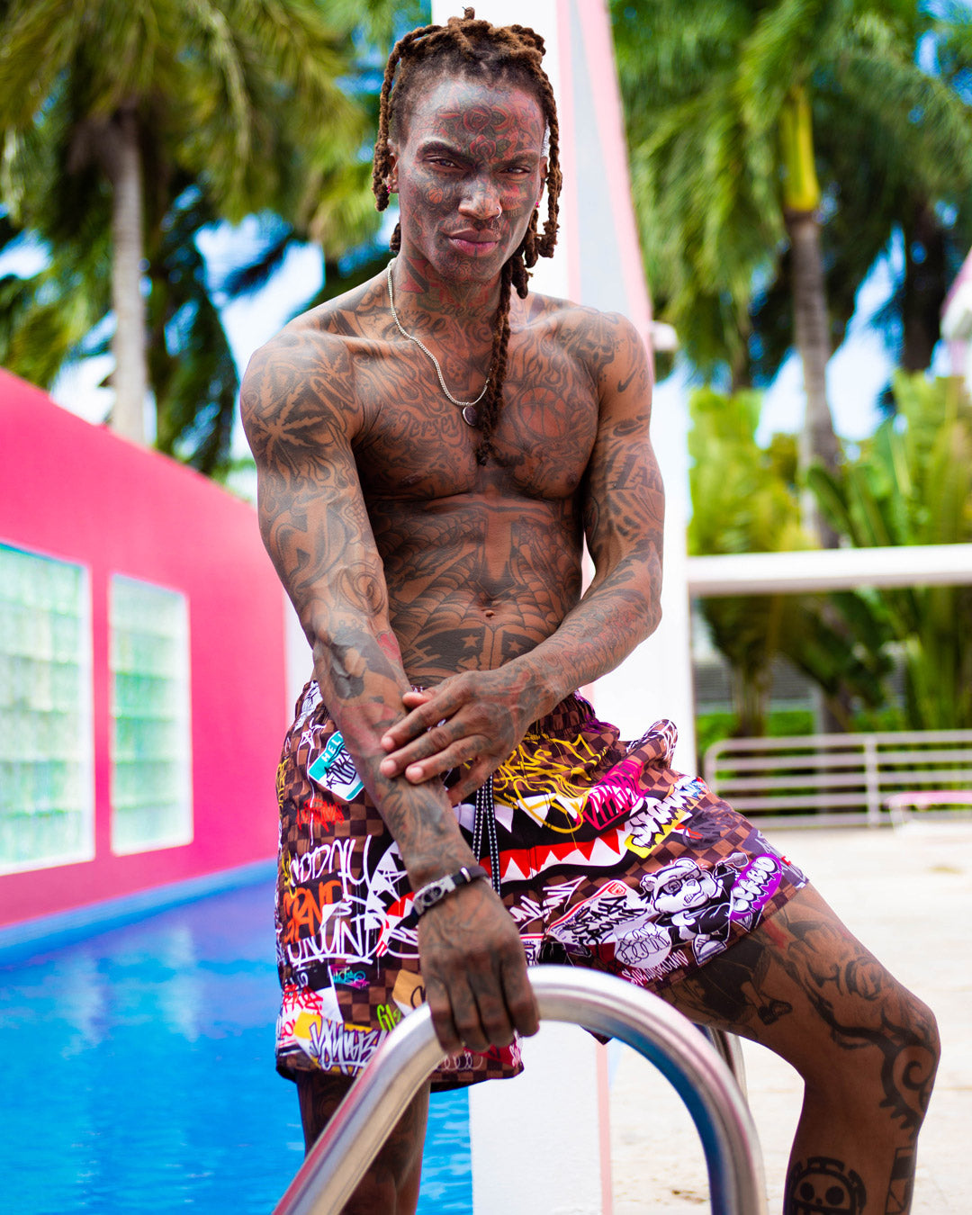 Sharks in Paris Jetski Swim Trunks - Image 2