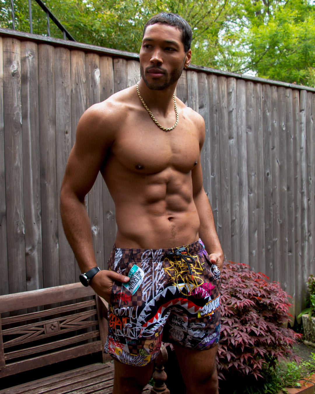Sharks in Paris Jetski Swim Trunks - Image 8