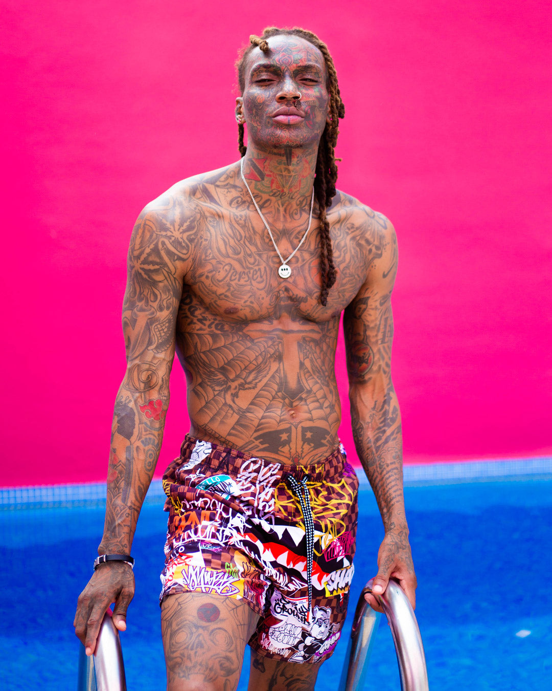 Sharks in Paris Jetski Swim Trunks - Image 9
