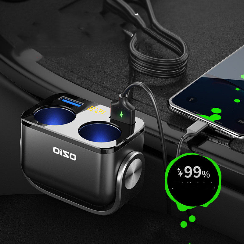 Dual USB Car Charger with Charging Cable