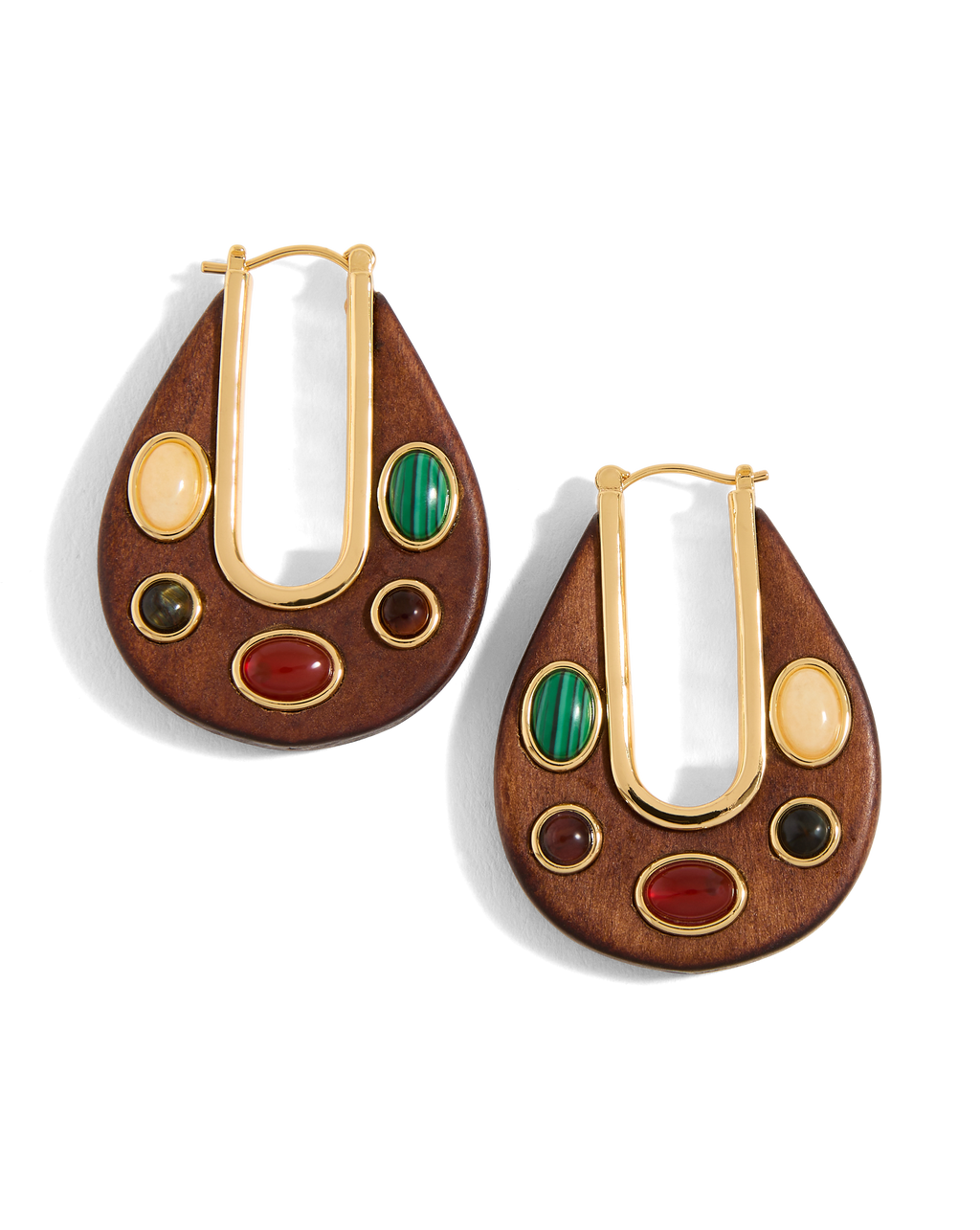 Wood Embellished Drop Hoop - Image 6