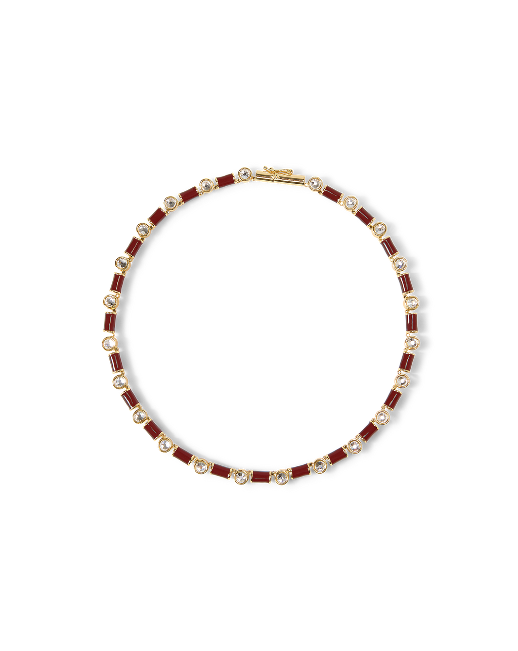 Burgundy Enamel and Crystal Barrel Necklace - Image 5