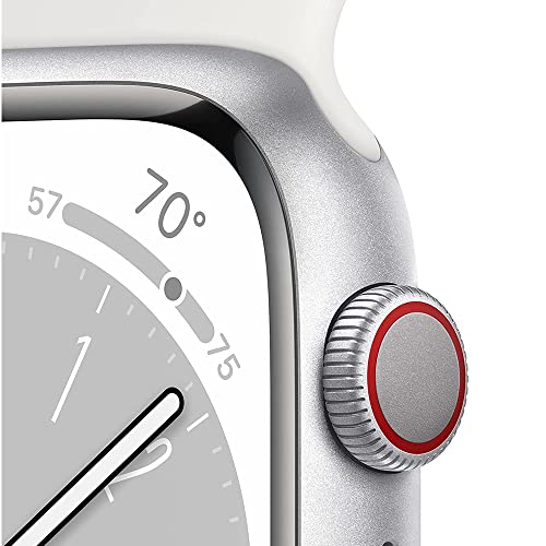 Apple Watch Series 8 (GPS) 41mm Aluminum Case with White Sport Band - S/M - Silver - MP6L3LL/A - Image 3