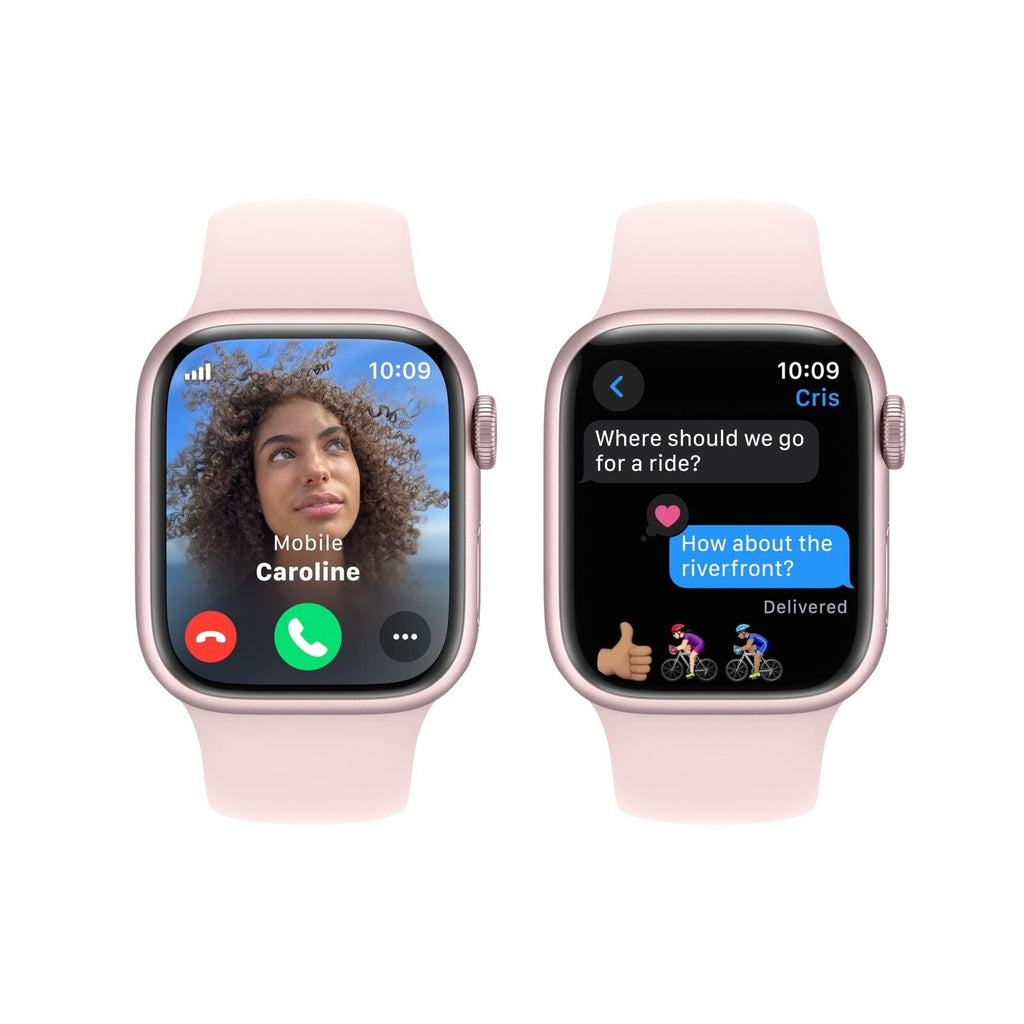 Apple Watch Series 9 (GPS + Cellular) 41mm Aluminum Case with Light Pink Sport Band - S/M - Pink - Image 6
