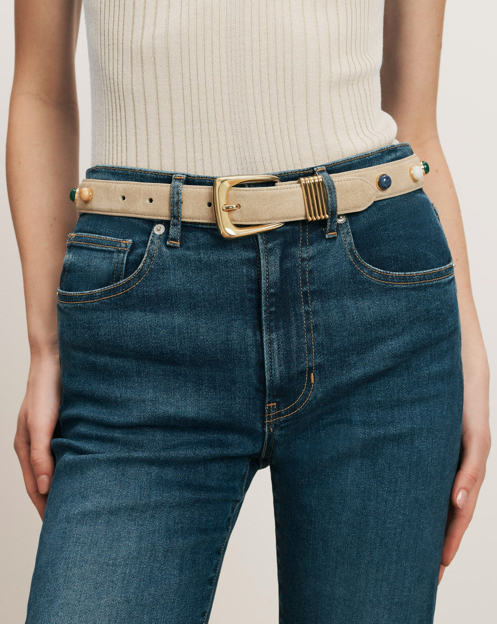 Arch Embellished Suede Belt - Image 2