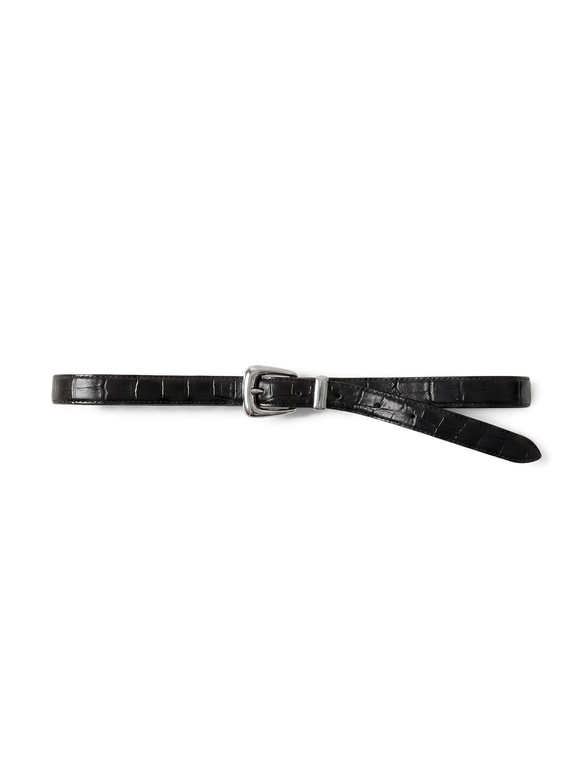 Slim Croc-Embossed Arch Belt - Image 4