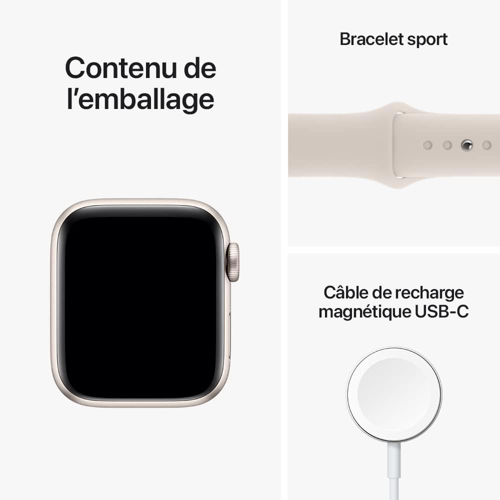 Apple Watch SE 2nd Gen (GPS) 40mm Aluminum S/M Starlight Sport Band - MNT33LL/A - Image 3