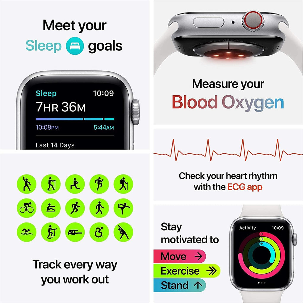 Apple Watch Series 6 (GPS + Cellular, 44mm) - Blue Aluminum Case with Deep Navy Sport Band - M07J3LL/A - Image 3