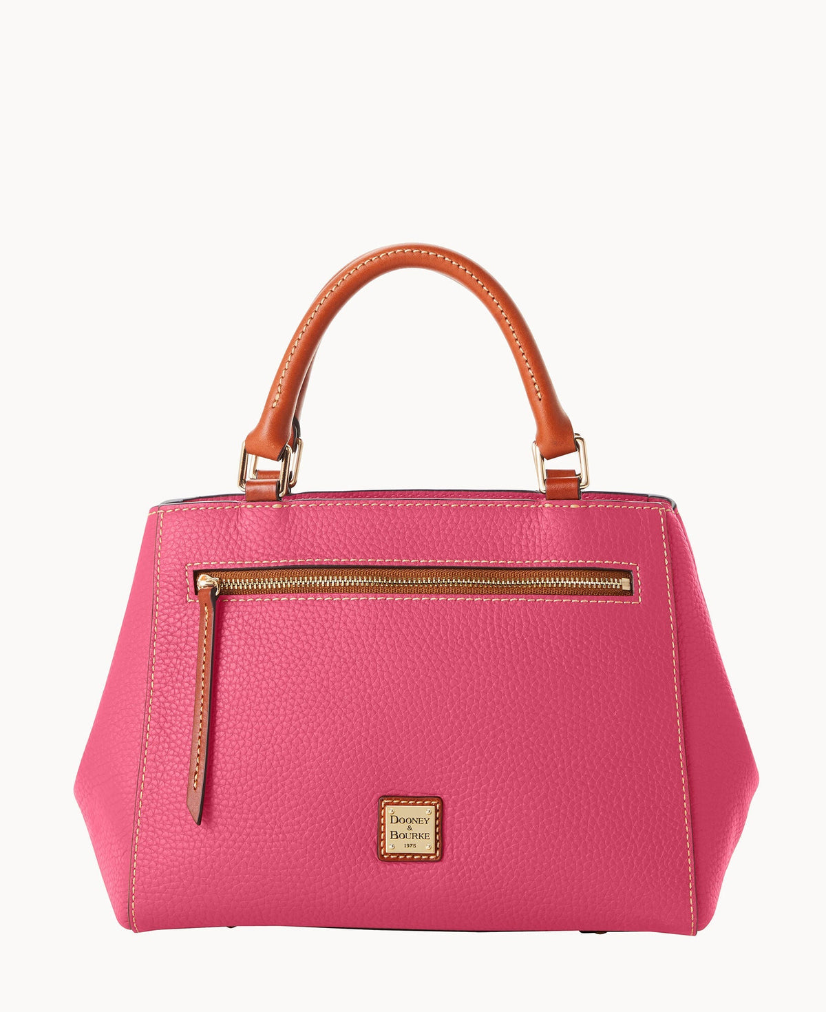 Pebble Grain Small Zip Satchel - Hot Pink