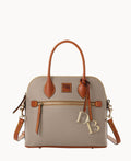 Pebble Grain Domed Satchel - Taupe