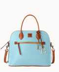 Pebble Grain Large Domed Satchel - Caribbean Blue