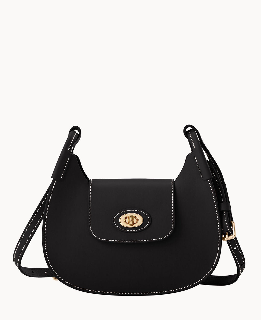 Sweety Leather Crossbody Hobo - Black