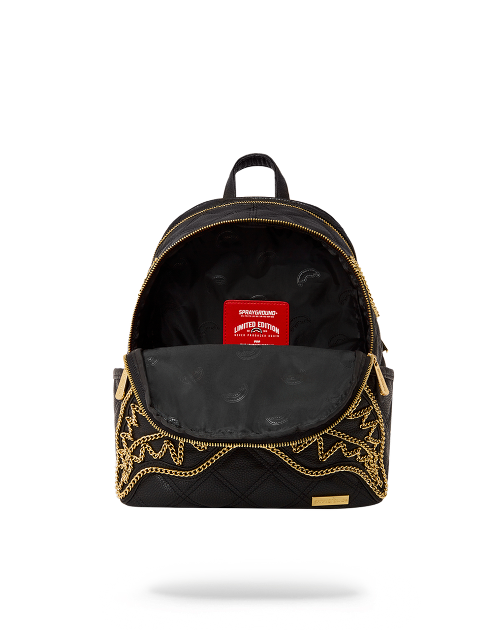 Noir Quilt Gold Chain Shark Savage Backpack - Image 7