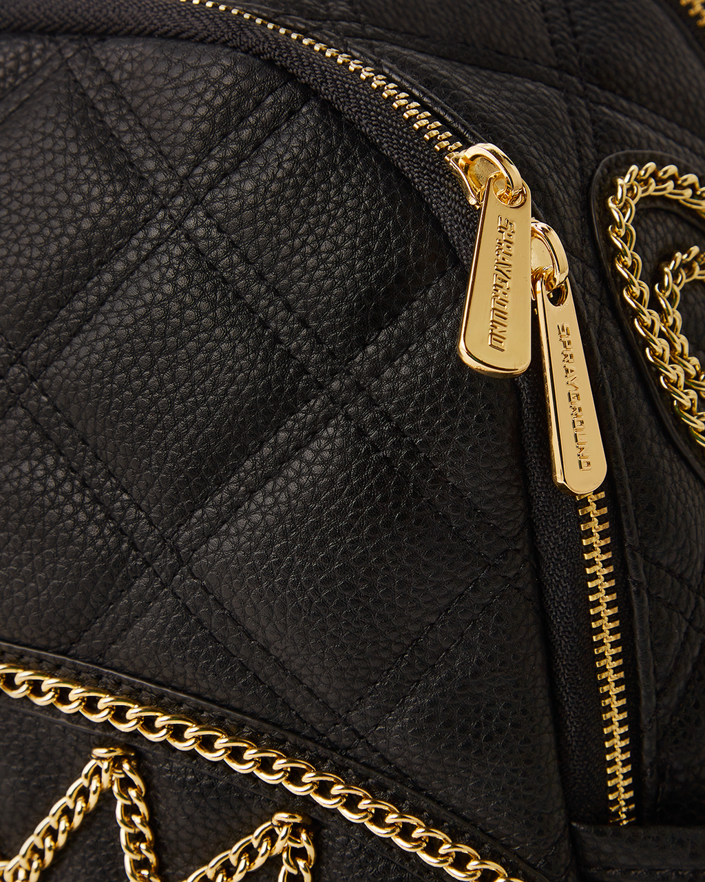 Noir Quilt Gold Chain Shark Savage Backpack - Image 12